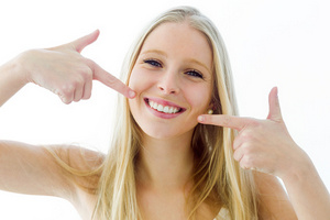 Blond woman with white teeth Blond woman with white teeth